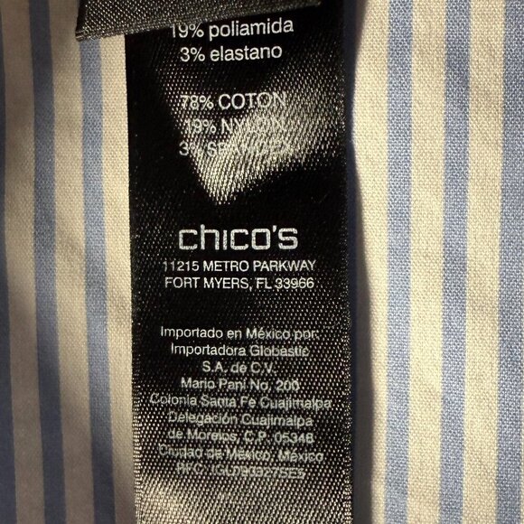 Chico's Black Label Wrap Shirt Blue & White Stripe Size 2 (Large) - Picture 4 of 8